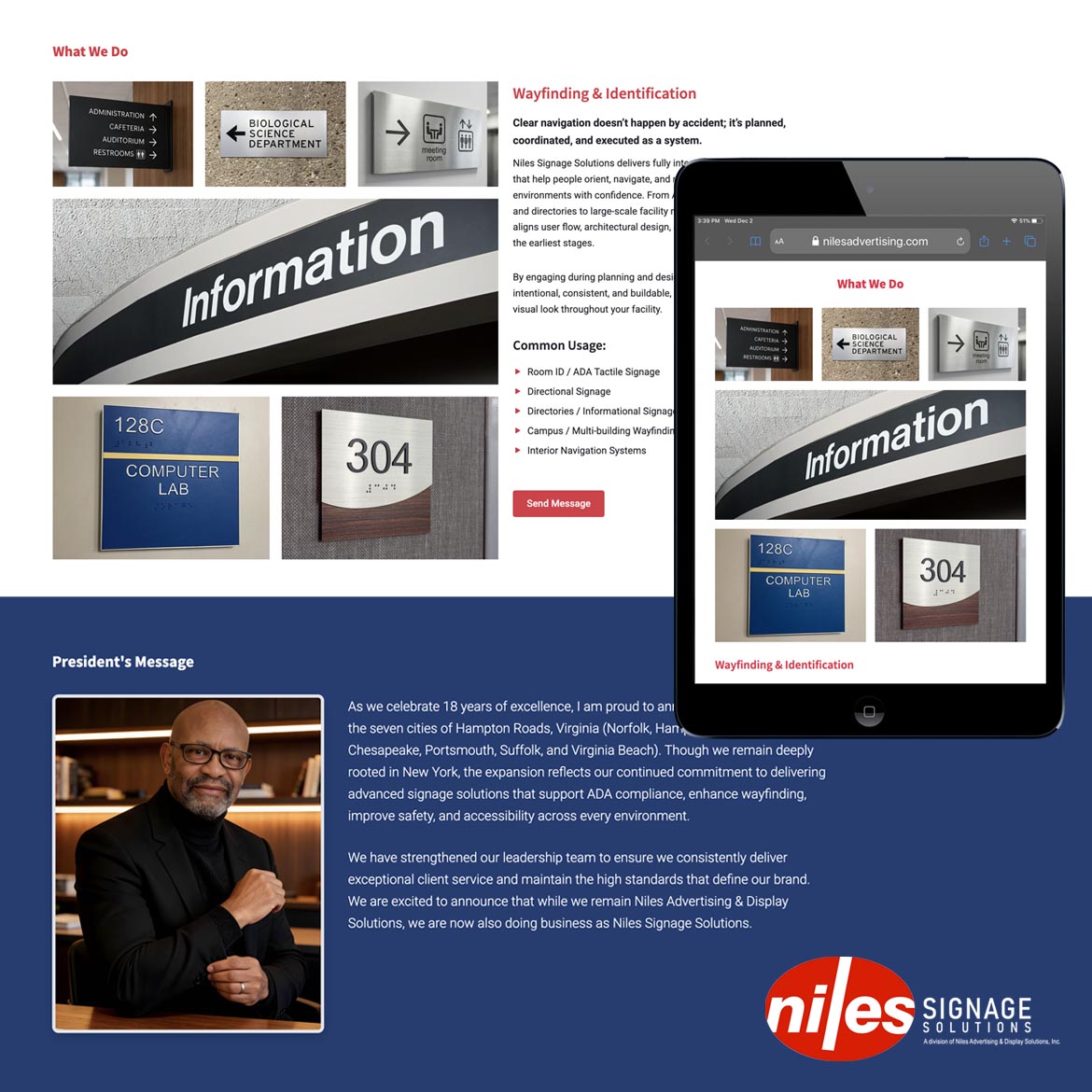 Niles Advertising website